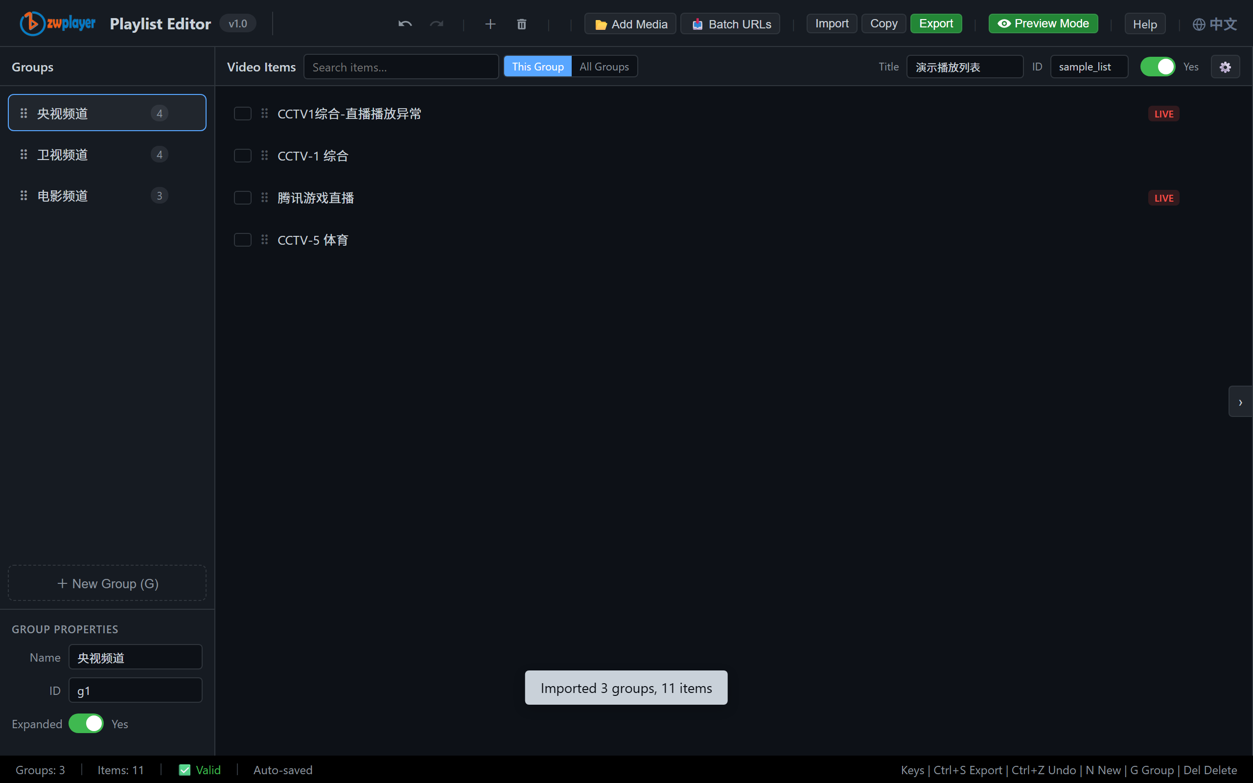Editor overview