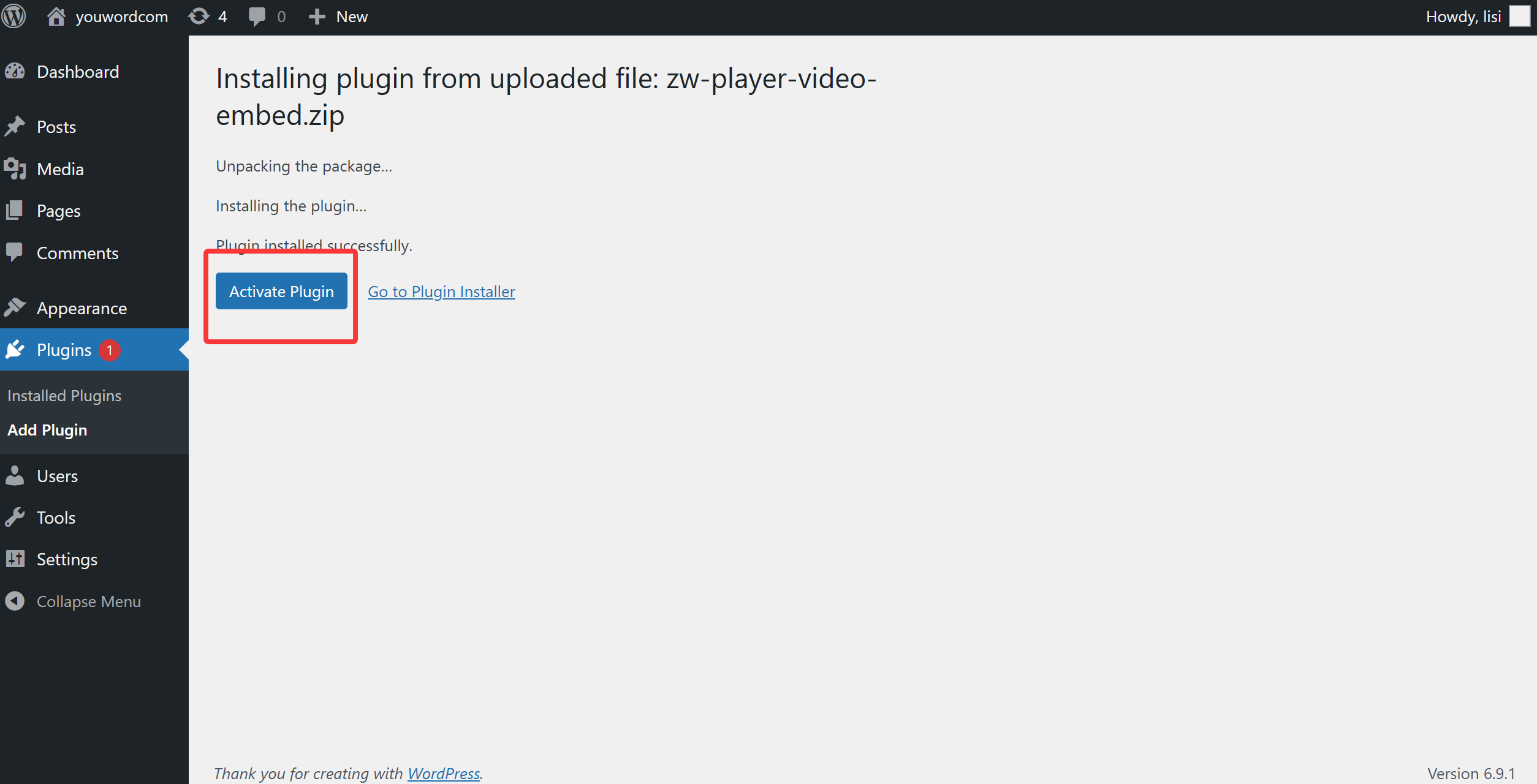 Activate Plugin
