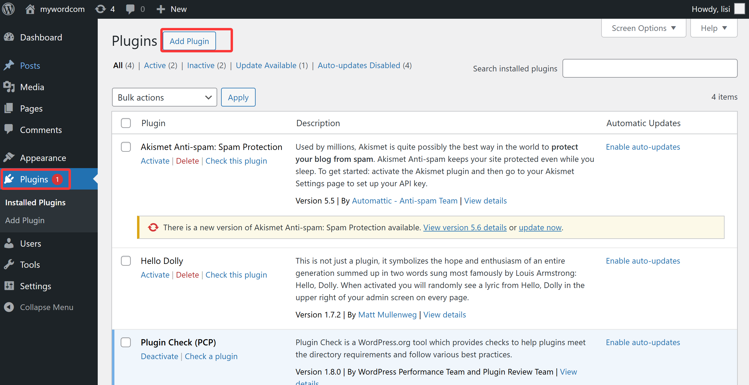 Choose Install Plugin