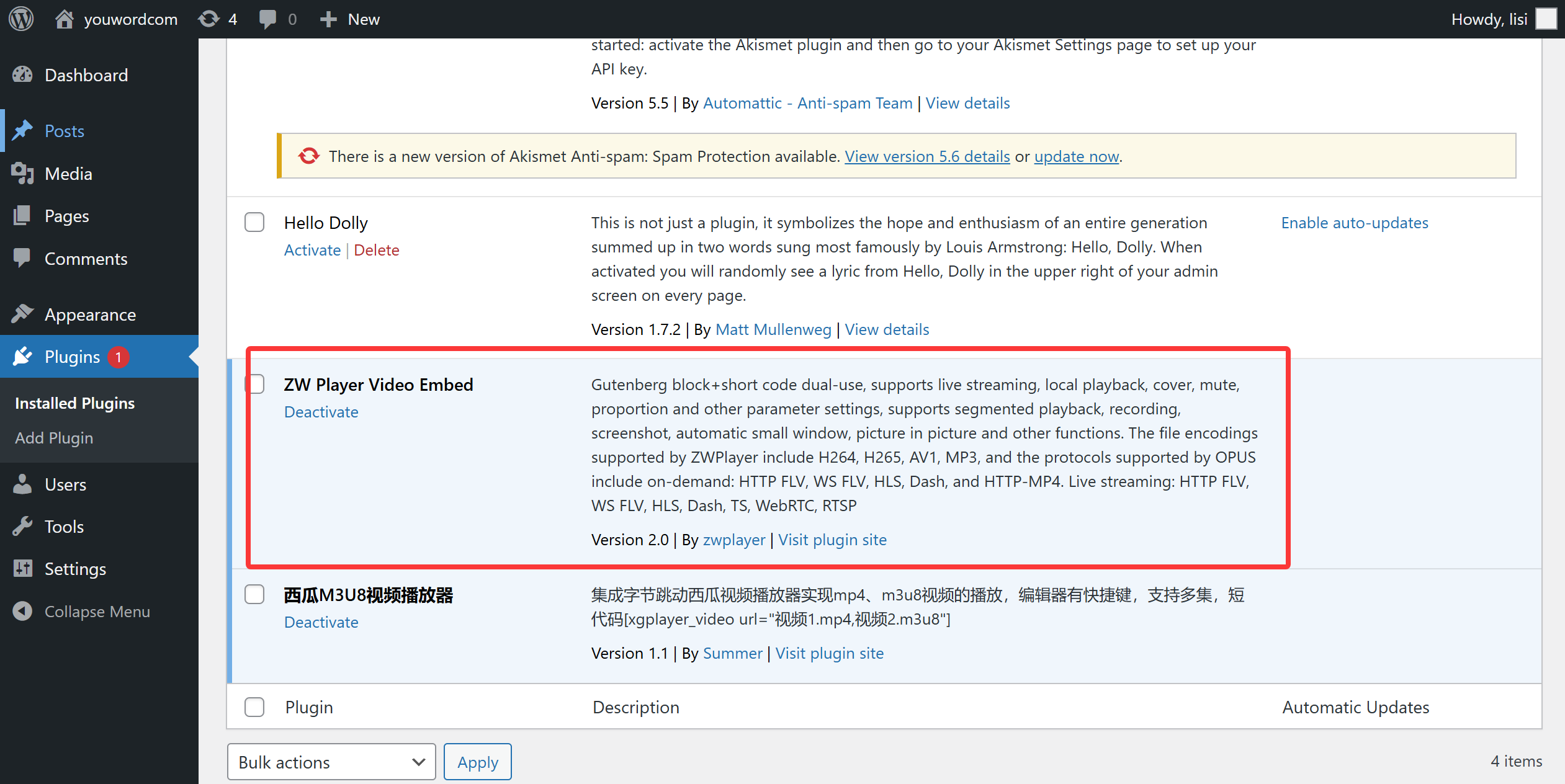 Plugin Activated Success Interface